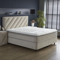 Opbergboxspring Shinebedd Beige – 160x200 cm