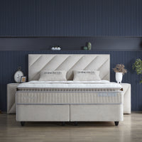 Opbergboxspring Shinebedd Beige – 180x200 cm