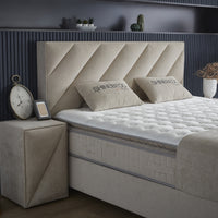 Opbergboxspring Shinebedd Beige – 180x200 cm