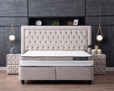 Opbergboxspring Oxybedd Beige – 140x200 cm