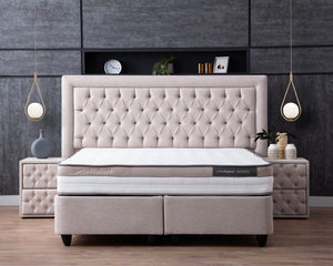 Oxybedd Beige Storage Divan Bed – 180x200 cm