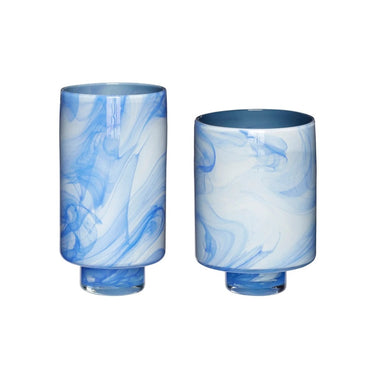 Wolkenvazen blauw/wit (set van 2)