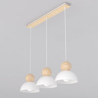 Kaki hanglamp hout 3-lichts wit naturel