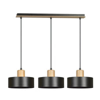 TORIN 3-lichts hanglamp - Zwart met hout - Mooier Thuis