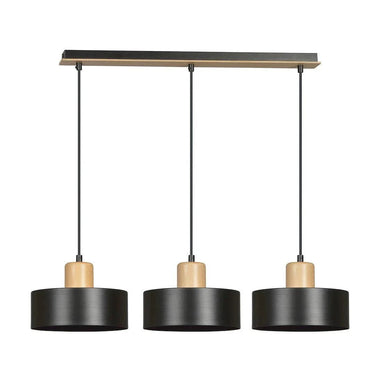 TORIN 3-lichts hanglamp - Zwart met hout