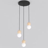 Loop hanglamp wit glas 3-lichts zwart naturel