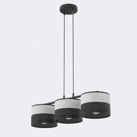 Karbon hanglamp textiel 3-lichts zwart grijs