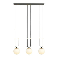 GLAM 3-lichts hanglamp - Wit glas - Zwart frame - Mooier Thuis