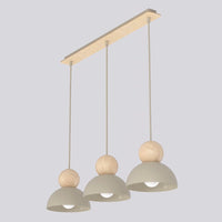 Kaki hanglamp hout 3-lichts mokka naturel