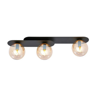 PLAZA 3-lichts plafondlamp - Amber glas - Zwart frame