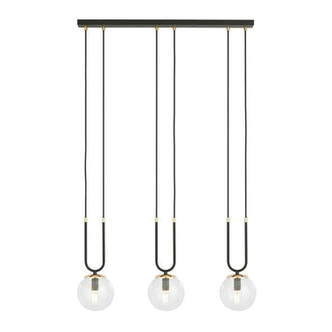 GLAM 3-lichts hanglamp - Helder glas - Zwart frame