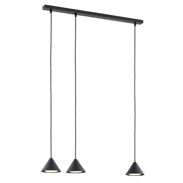 ELIT 3-lichts hanglamp - Zwart metaal