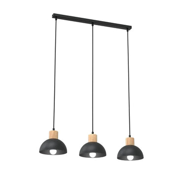 SECO 3-lichts hanglamp - Zwart met hout