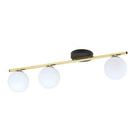 MONZA 3-lichts plafondlamp - Wit glas - Zwart gouden frame - Mooier Thuis