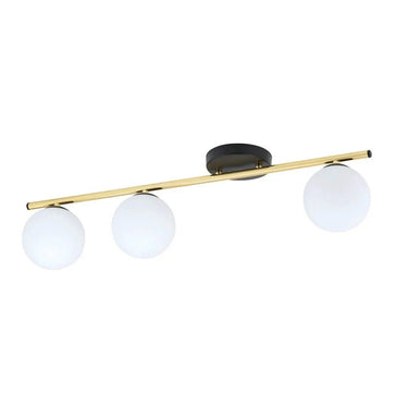 MONZA 3-lichts plafondlamp - Wit glas - Zwart gouden frame