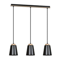 BOLERO 3-lichts hanglamp - Zwart met hout accenten - Mooier Thuis
