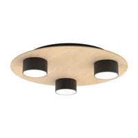 PIXO 3-lichts plafondlamp - Zwart met hout - Mooier Thuis