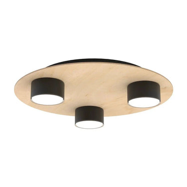 PIXO 3-lichts plafondlamp - Zwart met hout