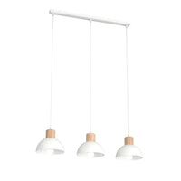 SECO 3-lichts hanglamp - Wit metaal met houten accenten - Mooier Thuis