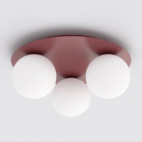 Solar plafondlamp opaalwit glas 3-lichts bordeaux