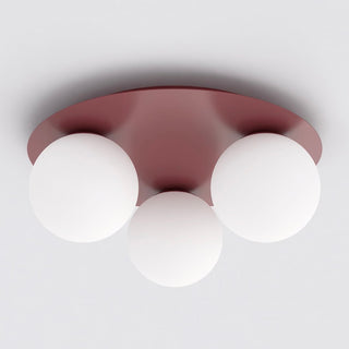 Solar plafondlamp opaalwit glas 3-lichts bordeaux