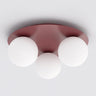 Solar plafondlamp opaalwit glas 3-lichts bordeaux plafondlamp met ronde bol - wit en bordeaux - Mooier Thuis