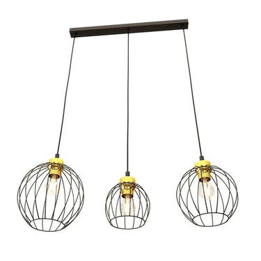 NANDO 3-lichts hanglamp - Zwart goud industrieel