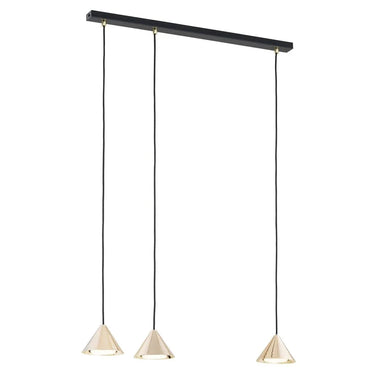 ELITE 3-lichts hanglamp - Zwart Goud - Kegelvormig