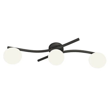 OPUS 3-lichts plafondlamp - Wit glas - Zwart frame