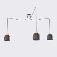 Kru hanglamp hout 3-lichts zwart