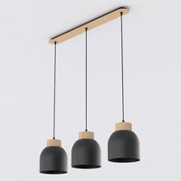 Vigo hanglamp hout 3-lichts zwart