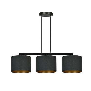 HILDE 3-lichts hanglamp - Zwart fluweel met goud interieur