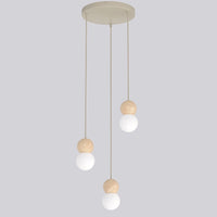 Loop hanglamp wit glas 3-lichts mokka naturel