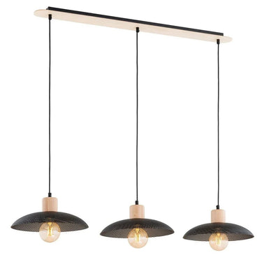 KOBE 3-lichts hanglamp - Zwart metaal hout