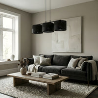 Karbon hanglamp textiel 3-lichts zwart