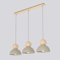 Kaki hanglamp hout 3-lichts mokka naturel