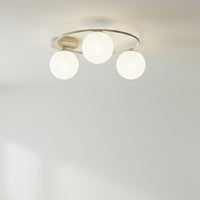 Sopra plafondlamp opaalwit glas 3-lichts mokka