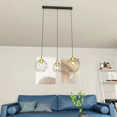 NANDO 3-lichts hanglamp - Zwart goud industrieel