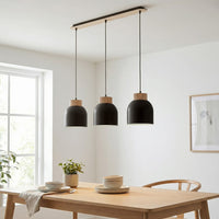 Vigo hanglamp hout 3-lichts zwart