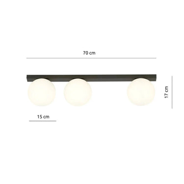 FIT 3-lichts plafondlamp - Wit glas - Zwart frame