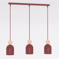 Mesi hanglamp hout 3-lichts bordeaux naturel