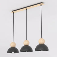 Kaki hanglamp hout 3-lichts zwart naturel