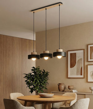 Kivi hanglamp hout 3-lichts zwart