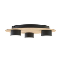 Emibig PIXO 3-lichts plafondlamp - Zwart met hout