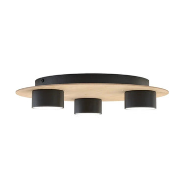 PIXO 3-lichts plafondlamp - Zwart met hout