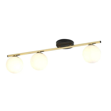 MONZA 3-lichts plafondlamp - Wit glas - Zwart gouden frame