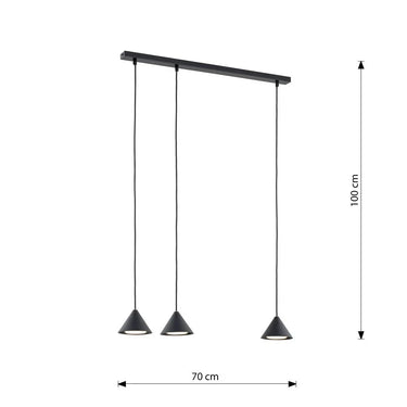 ELIT 3-lichts hanglamp - Zwart metaal