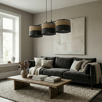 Karbon hanglamp textiel 3-lichts zwart bruin
