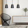 Mooier Thuis - BOLERO 3-lichts hanglamp - Zwart met hout accenten hanglamp met lampenkap - 66 cm breed