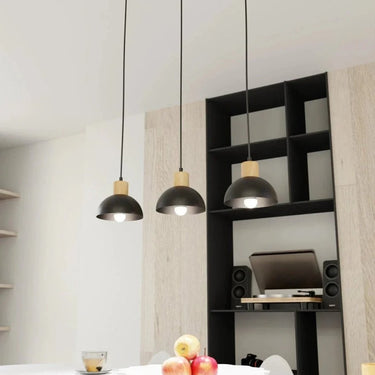 SECO 3-lichts hanglamp - Zwart met hout